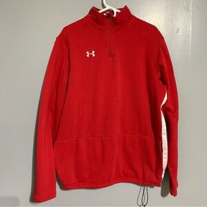 Under Armour Mens Red‎ Long Sleeve Fleece 1/4 Zip Pullover Size Large